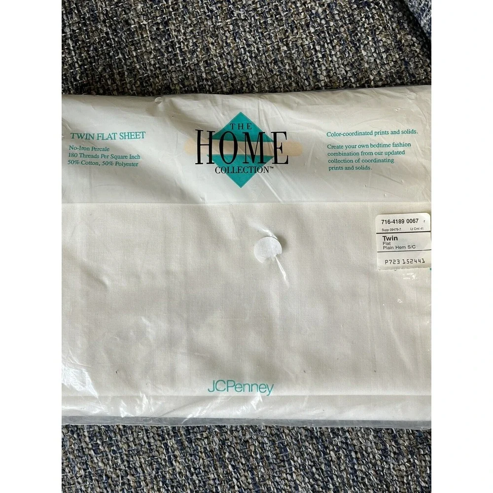 Vintage JC Penney Home Collection Twin Flat Sheet Solid Plain Hem Percale